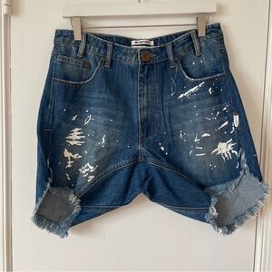 One Teaspoon NWOT Frankies Low-Slung Drop Rise Baggy Denim Boyfriend Shorts 4